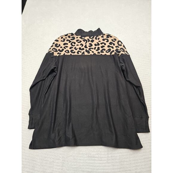 Cuddl Duds Shirt Womens 2X Black & Animal Print Turtle Neck Oversized - Picture 6 of 7